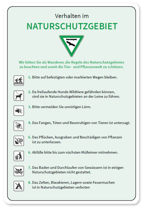 Verhaltensregeln in Naturschutzgebieten